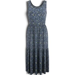 Saint + Sofia Maxi Dress Womens 14 Tiered Sleeveless Blue Leopard EUC